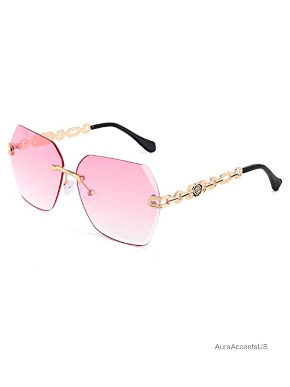 Rimless Sunglasses Gold Chain Metal Frame UV400 Designer-Inspired